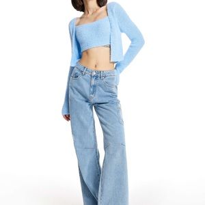 CIDER cropped fuzzy baby blue doll cardigan y2k size small